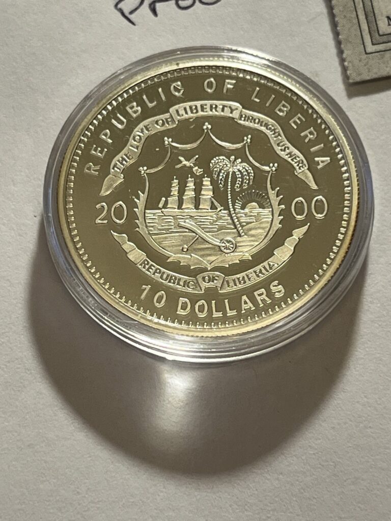 Read more about the article Uncirculated Proof 2000 Liberia $10 Silver Foreign Coin/crossing Delaware River