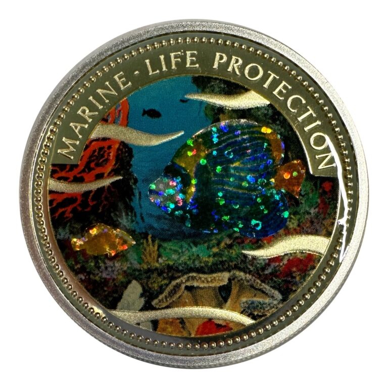 Read more about the article 2001 Palau Silver Layered $5 Colorized Proof Glittering Angelfish and Mermaid