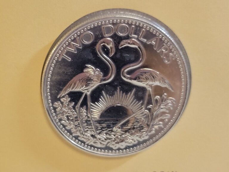 Read more about the article Bahamas 1979 $2 Dollars Flamingo UNC BU RARE Mintage= 300 pcs World Bird Coin FM