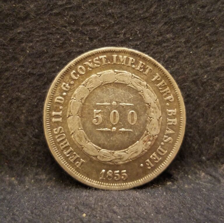 Read more about the article 1855 Brazil silver 500 reis  Pedro II  decent coin  KM-464