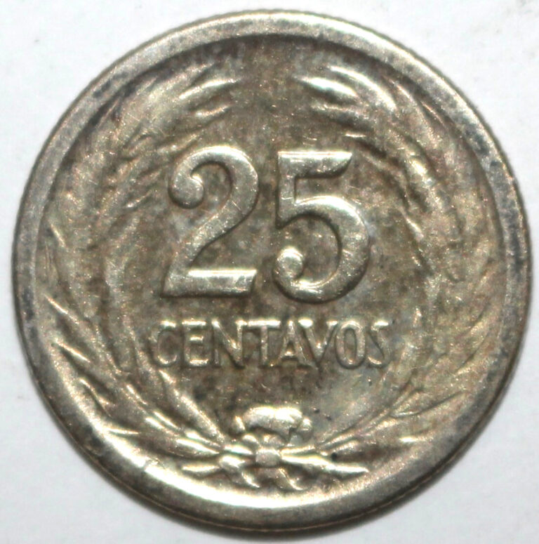 Read more about the article El Salvador 25 Centavos Coin 1953 KM# 137 Silver .900 Twenty-Five