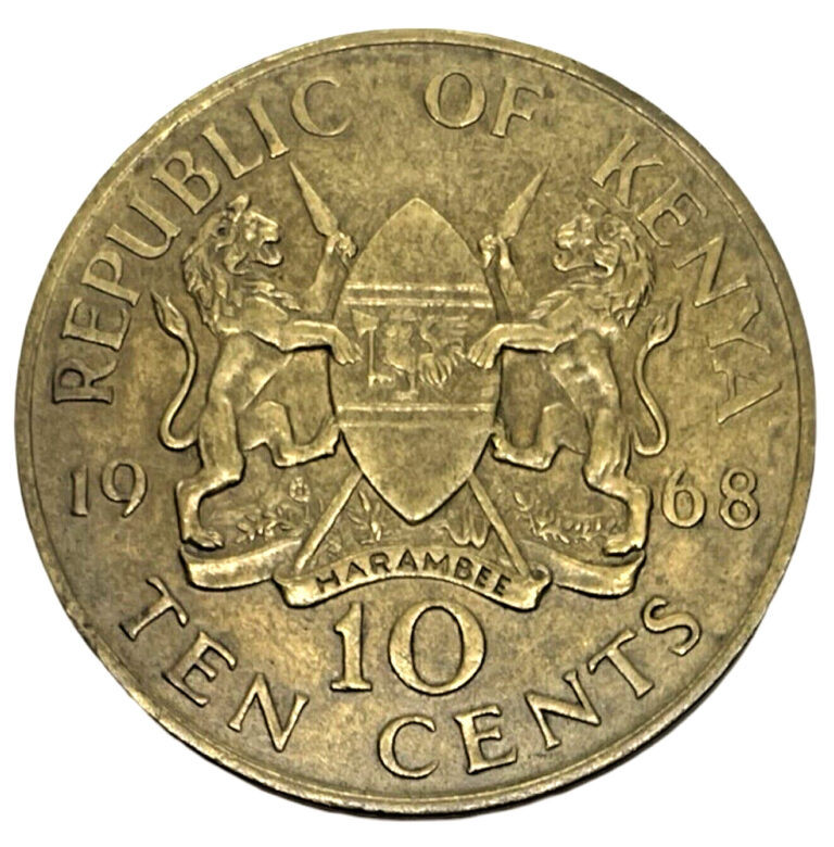 Read more about the article 1968 Kenya Africa Large 10 Cents World Coin KM# 2 Lions C1-34