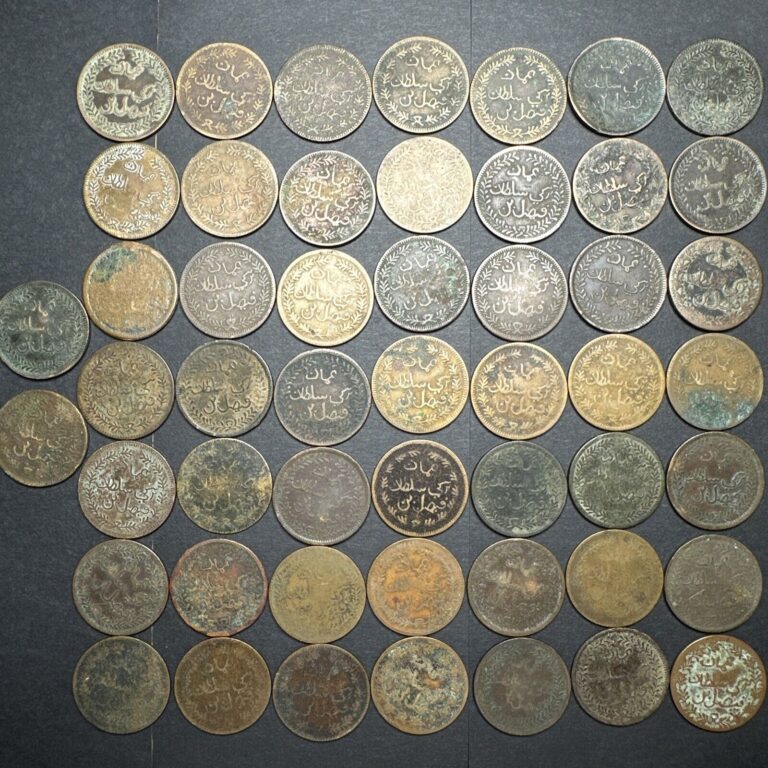 Read more about the article MUSCAT and OMAN AH 1315 1/4 ANNA RARE COPPER COIN SC-61  SC-62 51 Pcs