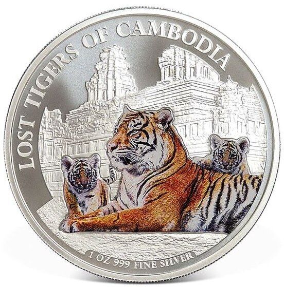 Read more about the article 2025 Cambodia Lost Tigers Colorized 1 oz Silver Coin in capsule