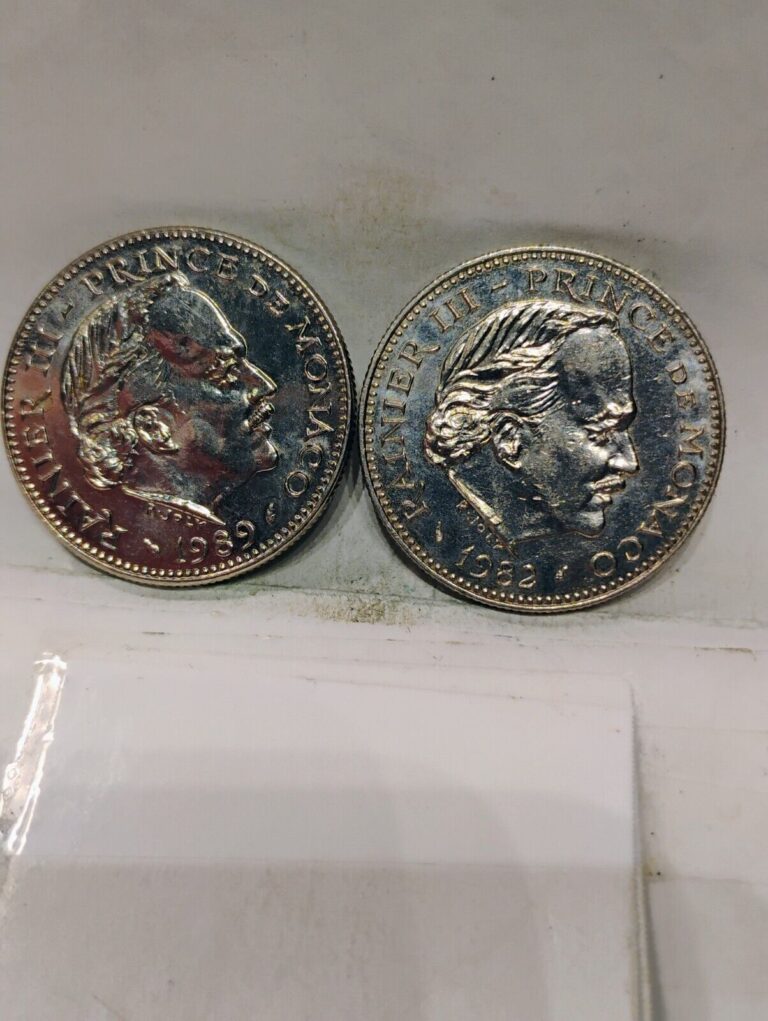 Read more about the article MONACO ~ 1982 and 1989 ~ 5 FRANCS LOT ~ CH BU ~ 2 COINS