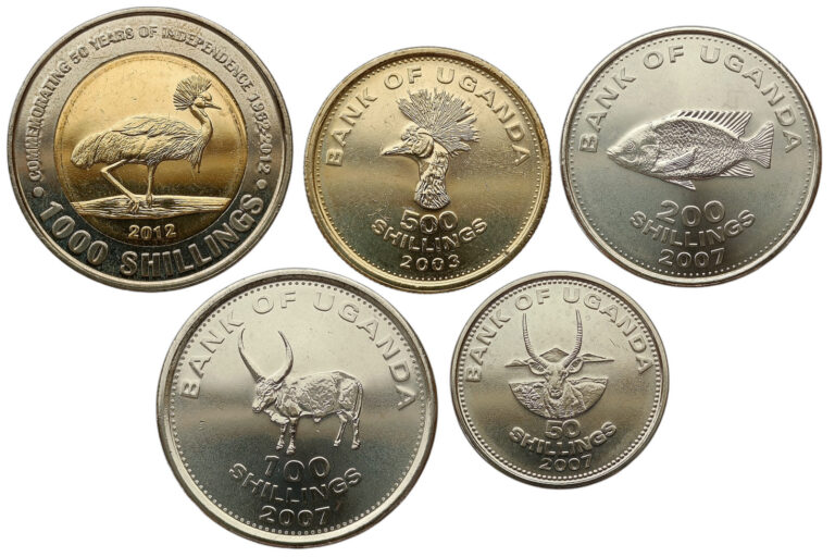 Read more about the article UGANDA SET OF 5 COINS 50 – 1000 SHILLINGS 2003 – 2012 ANIMALS UNC