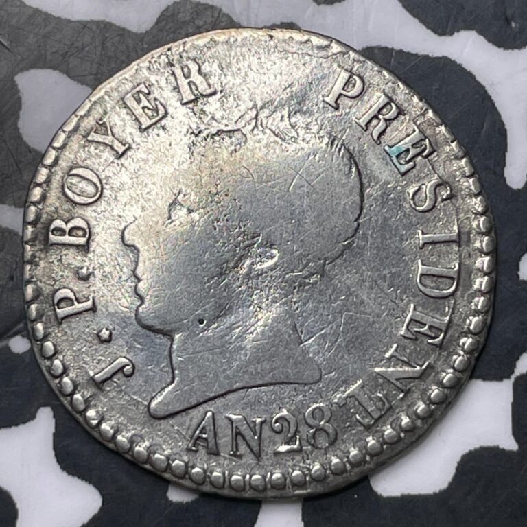 Read more about the article AN 28 (1831) Haiti 25 Centimes Lot#MK374 Silver! Cleaned  KM#18.1