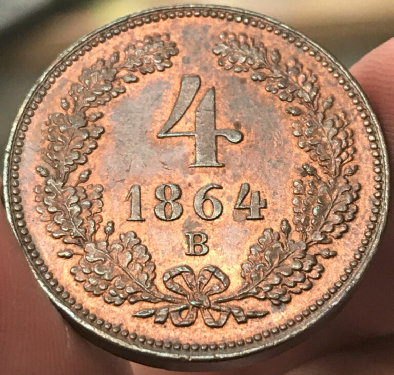 Read more about the article 1864-B Austrian Empire Copper 4 Kreuzer