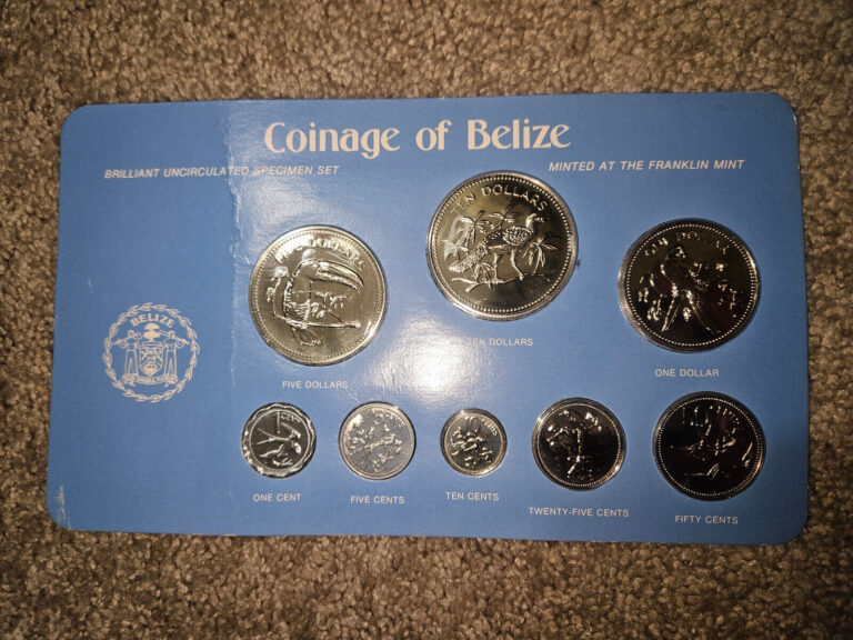Read more about the article 🌟 1978 Franklin Mint Coinage of Belize UNCIRCULATED SPECIMEN Set 8 Coins