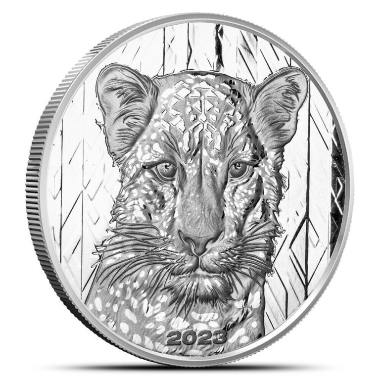Read more about the article 2023 Republic Of Ghana Leopard 1 OZ Silver Coin BU.