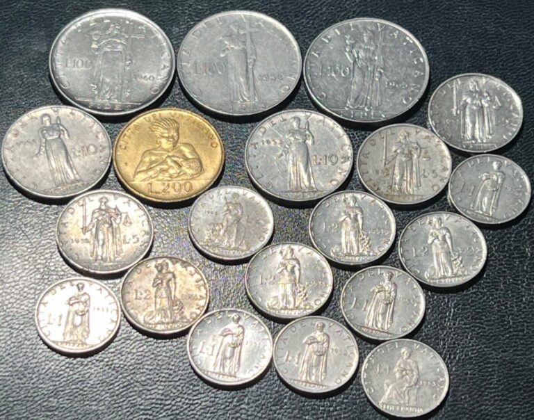 Read more about the article (20) Vintage  1951-1963 1 Lira to 200 Lire Vatican City World Coin Lot.