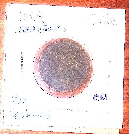 Read more about the article CHILE 1899 20 Centavo Coin- Very Fine South American Currency  FREE SHIPPING!!