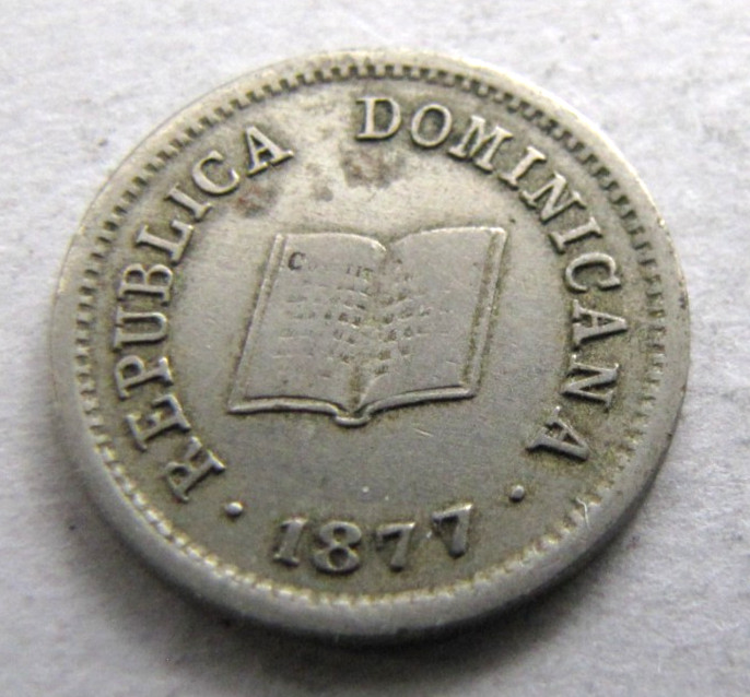 Read more about the article Dominican Republic KM5 5 Centavos 1877 VF