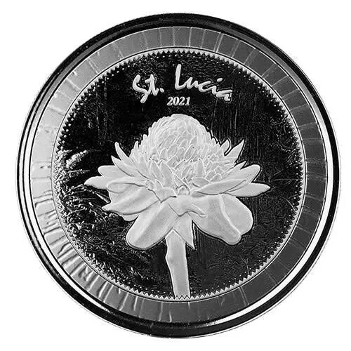 Read more about the article 2021 EC8 St. Lucia Ginger Flower 1 oz Silver BU
