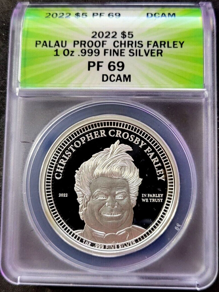 Read more about the article 2022 $5 Palau Proof Chris Farley 1oz .999 Fine Silver PF69 DCAM RARE