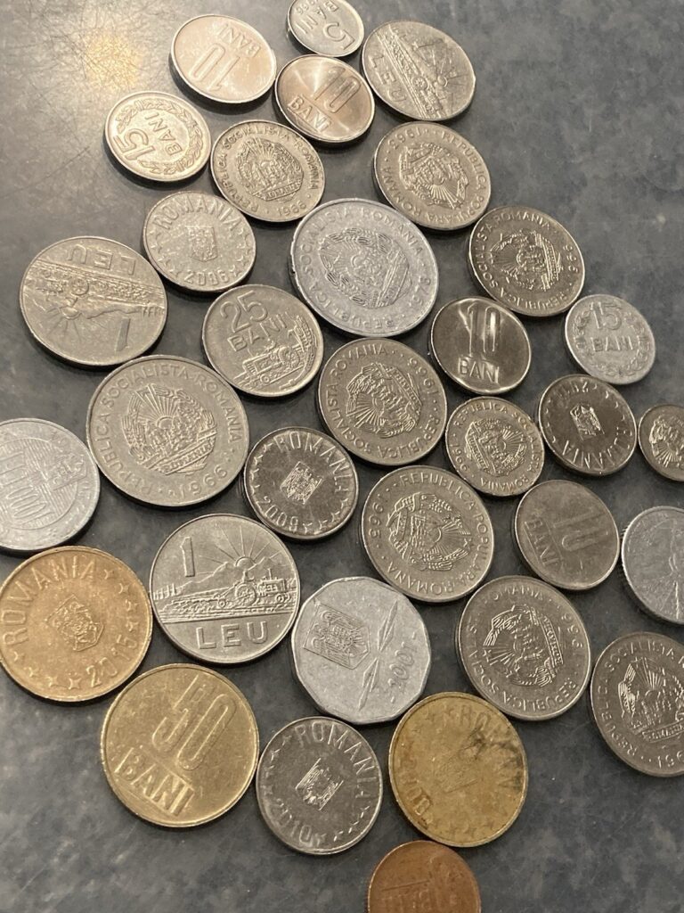 Read more about the article Romania Coin Lot With  1 Leu Coin And Bani. Coins From Romania. Lotid72