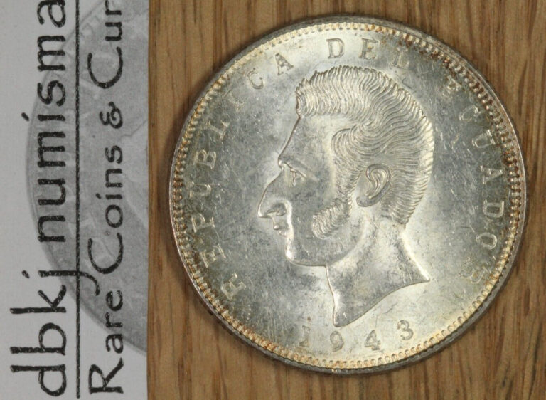 Read more about the article 1943 Ecuador – 5 Sucres – Mexico City Mint – KM#79 – AU – About Uncirculated