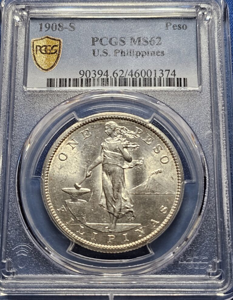 Read more about the article 1908 S U.S. Philippines Peso MS 62 PCGS Silver Uncirculated — Pretty Coin!!!