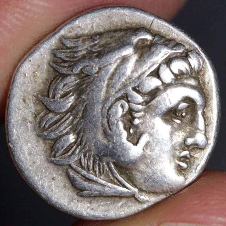 Read more about the article Alexander the Great Drachm Ancient Greek Silver Coin Choice VF 310BC Hercules