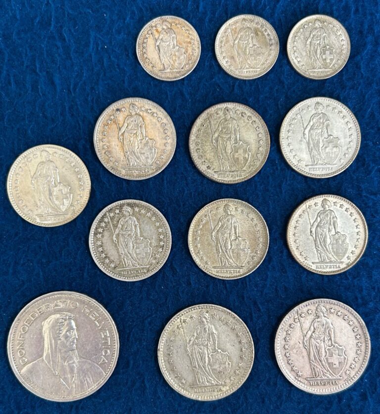 Read more about the article Lot of Silver Swiss Switzerland 5 1 2 and 1/2 (17.5) Franc Coins