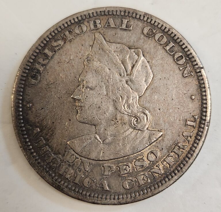 Read more about the article 1914 El Salvador One Un Peso Silver Coin Image of Columbus in XF Condition