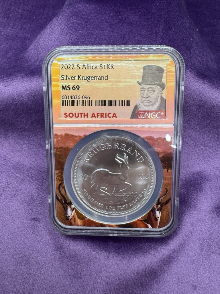 Read more about the article 2022 South Africa 1oz Silver Krugerrand NGC MS69