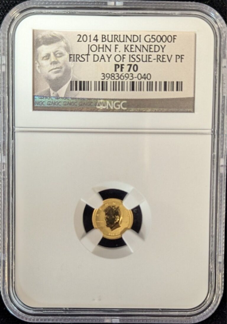 Read more about the article 2014 Burundi G5000F FIRST DAY OF ISSUE REV PF70 Ultra Cameo GOLD COA
