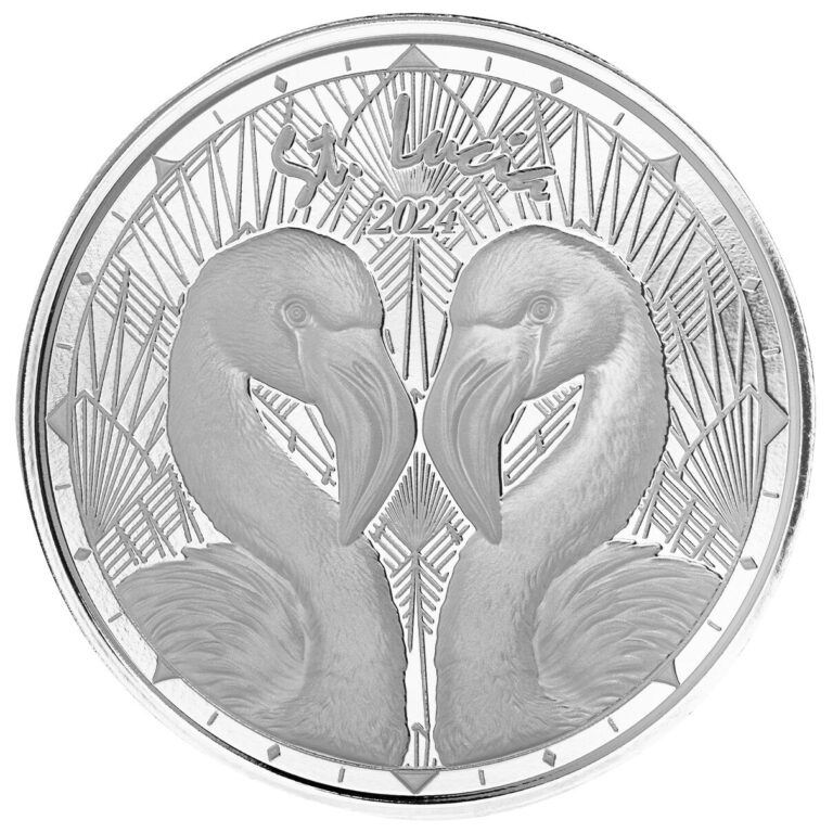Read more about the article 2024 1 oz St. Lucia Flamingos Silver BU Coin in Capsule