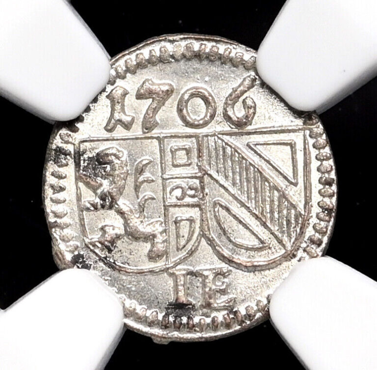Read more about the article AUSTRIA  Salzburg. Silver 1/2 Kreuzer  1706  NGC MS65 Gem BU