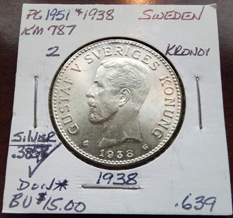 Read more about the article 1938 SWEDEN SILVER 2 KRONOR COIN