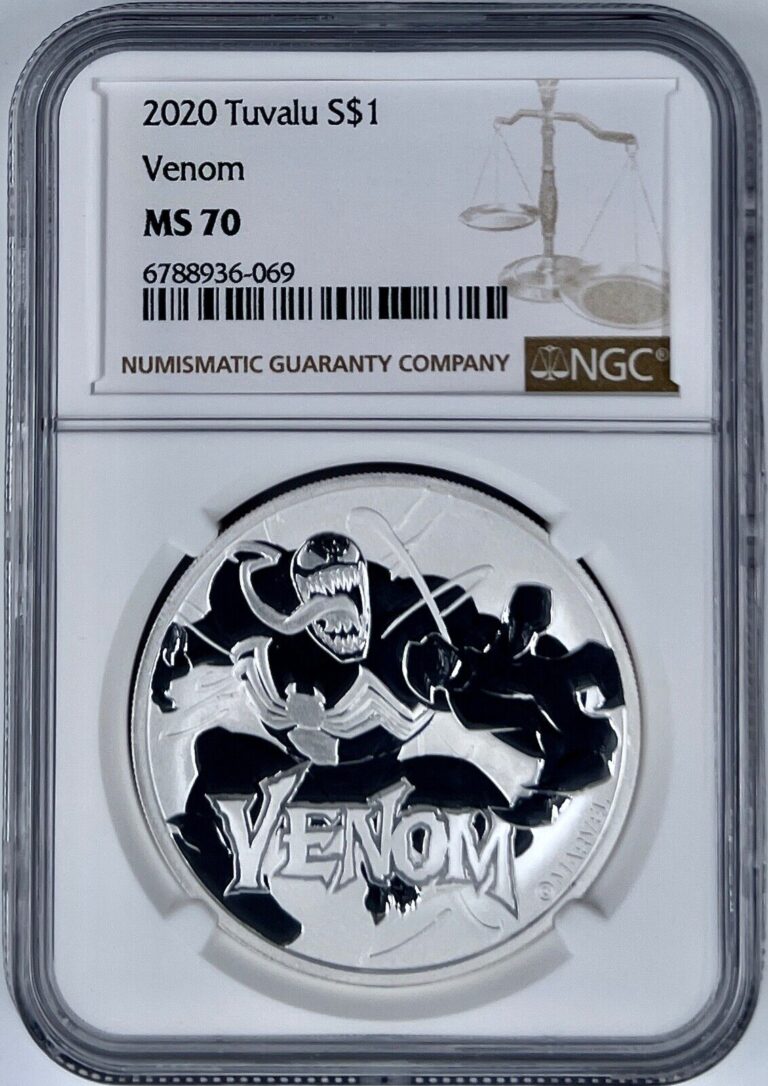 Read more about the article 2020 Tuvalu $1 Marvel Venom Silver Coin NGC MS 70 1 Oz 9999 Fineness