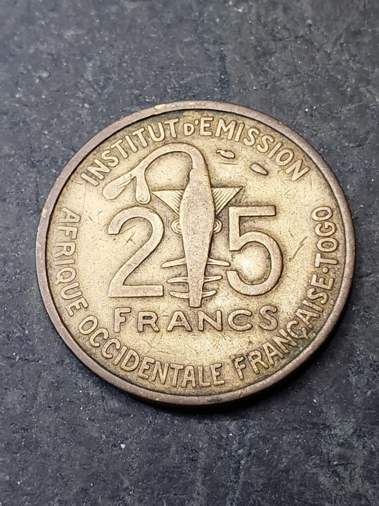 Read more about the article 1957 TOGO French West Africa 25 FRANCS COIN