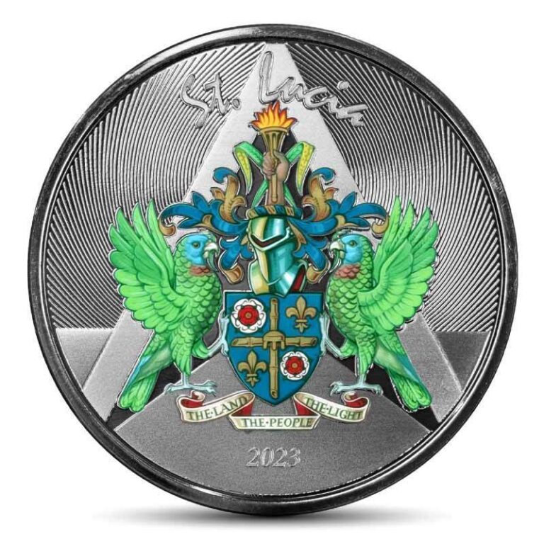 Read more about the article 2023 1 oz St. Lucia Coat of Arms Silver Coin Proof (Colored)