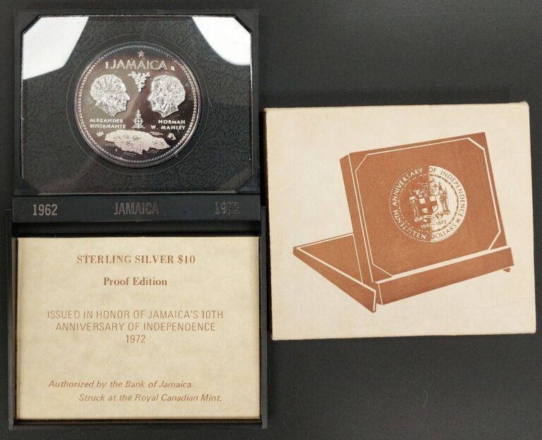 Read more about the article 1972 JAMAICA – $10 DOLLARS – INDEPENDENCE – 1.5 Oz SILVER PROOF CROWN w/ COA