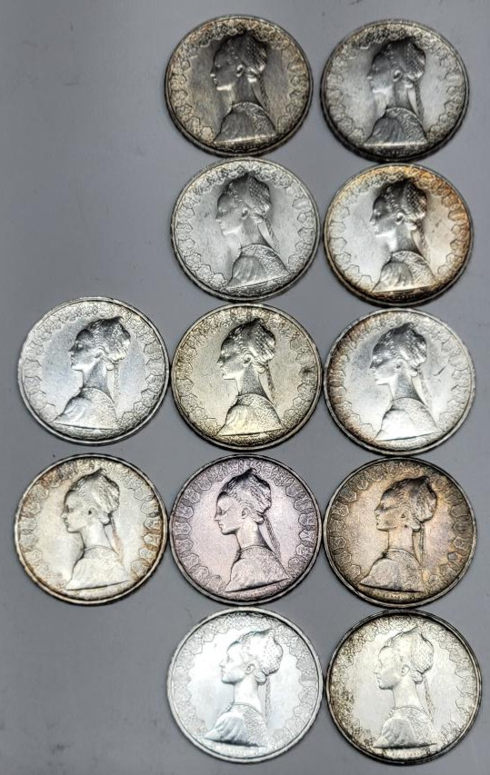 Read more about the article Lot of (12) Italy 500 Lire 1958-1967 83.5% Silver – 3.54 Oz. Troy Total