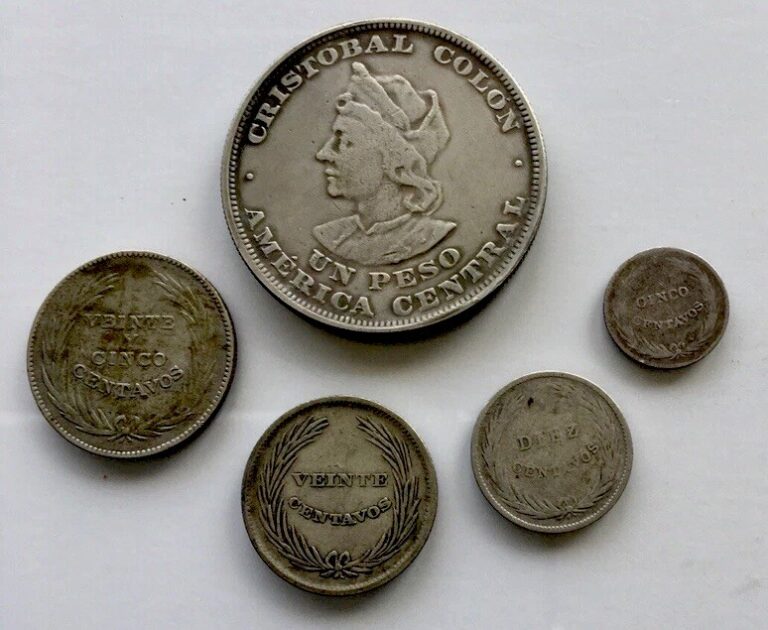 Read more about the article 1892-93-1911 5 Coin Lot El Salvador Silver