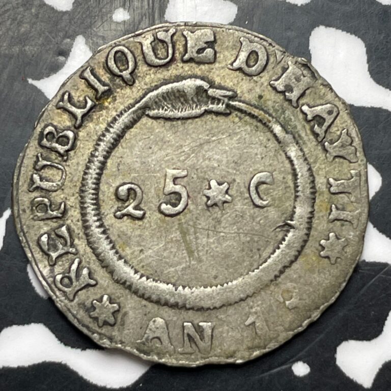Read more about the article AN 13 (1816) Haiti 25 Centimes Lot#MK368 Silver!