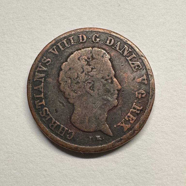 Read more about the article 1842 Denmark 1/2 Rigsbankskilling – Christian VIII – Beautiful Coin – #B-061