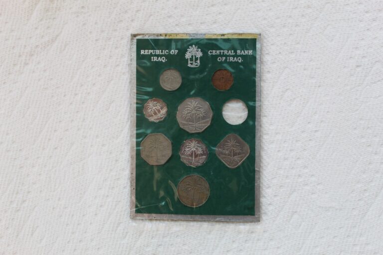 Read more about the article Iraq coin set  8 coins  mostly from 1970’s  one coin is missing from the set