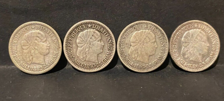 Read more about the article HAITI  1882-1894  10 cents  lot of 4  Silver  Circulated