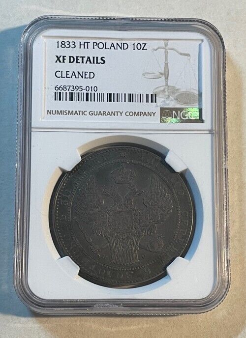 Read more about the article Poland – 1833 Large Silver 10 Zlotych (NGC XF Details)