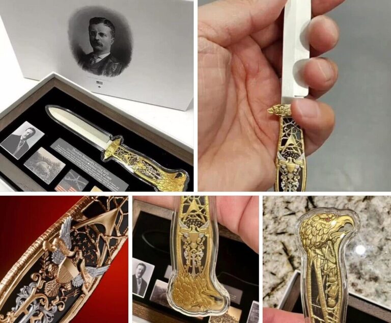 Read more about the article 🤩 2025 Theodore Roosevelt’s Hunting Knife 2 oz Silver Coin Gold Gilded Samoa