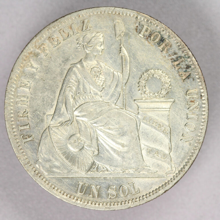 Read more about the article 1871 YJ Peru 1 Sol Silver Coin-AU