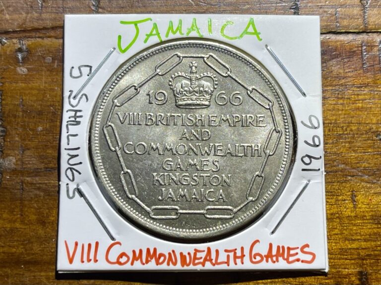Read more about the article Jamaica 🇯🇲 1966 5 Shillings (AU) VIII Commonwealth Games Commemorative Coin