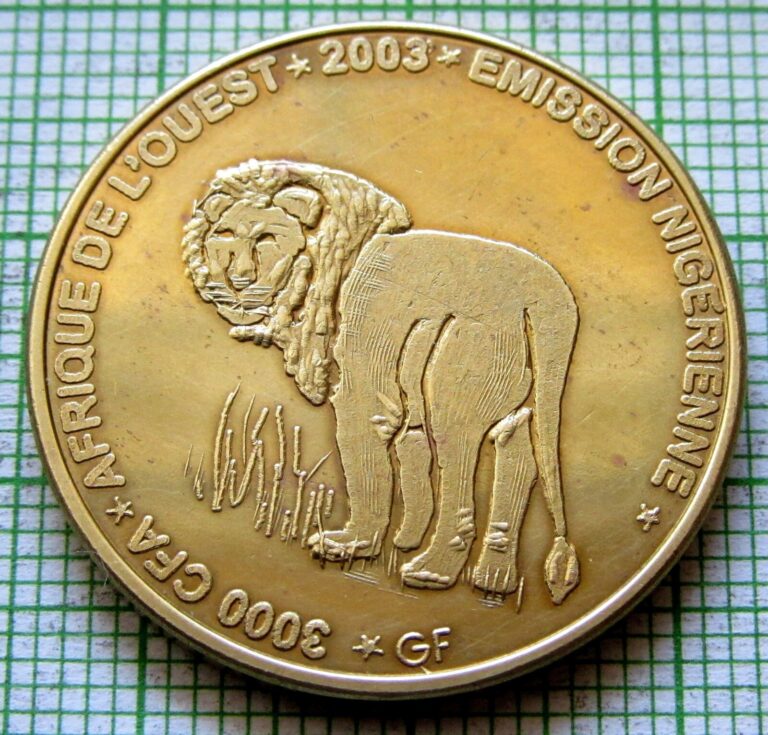 Read more about the article NIGER 2003 2 AFRICA or 3000 CFA COIN  LION and ELEPHANT HEAD  IDAO COINAGE Brass
