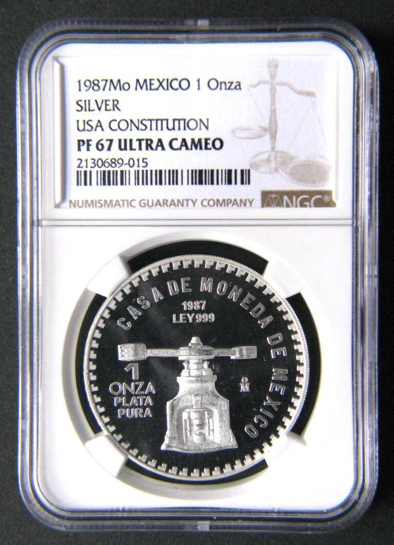 Read more about the article NGC-PR67 Ultra Cameo 1987-Mo MEXICO Proof Silver ONZA U.S. Constitution