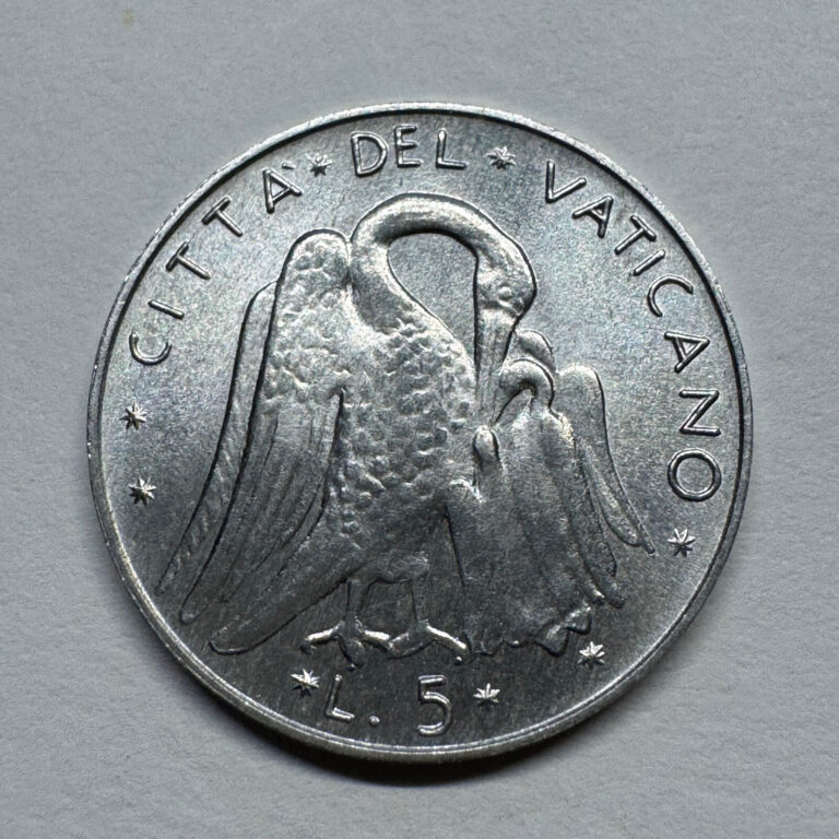 Read more about the article 1974 Vatican City 5 Lire – Pope Paul VI – Beautiful Coin – #B-076