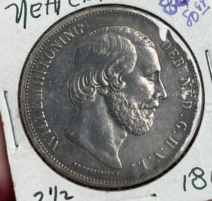 Read more about the article 1862 Netherlands 2 1/2 Gulden – Silver L2