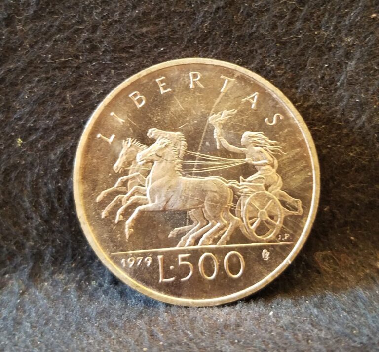 Read more about the article 1979 San Marino silver 500 lire  Libertas  bright UNC/BU  KM-97