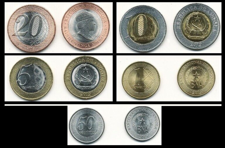 Read more about the article Angola 5 PCS UNC Coin SET  50 Centimos 1 5 10 20 Kwanzas 2012 2014